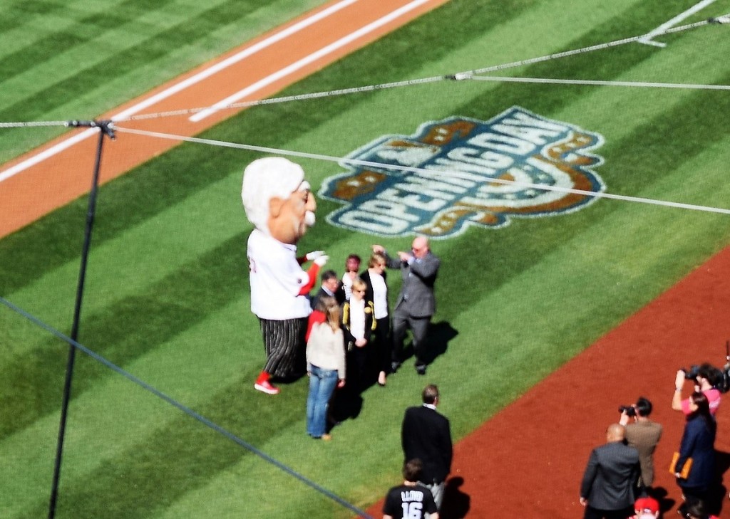 Taft biographer Michael Bromley dancing with the National's Taft mascot